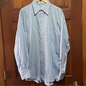 Burberry Blue Striped Button-Up Shirt 16 - 34